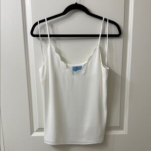 CeCe Scalloped Tank White Women's Top